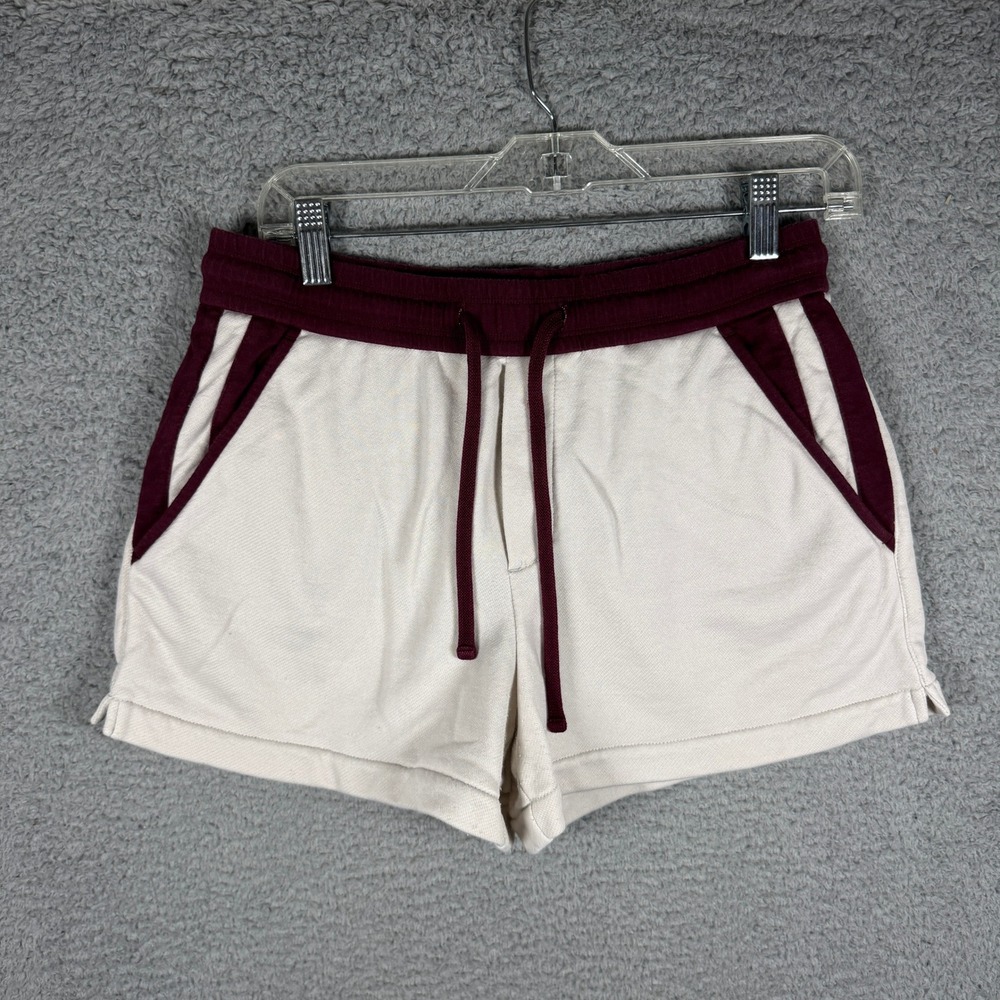 James Perse Standard Womens French Terry Shorts Cream Burgundy Size 1 Small